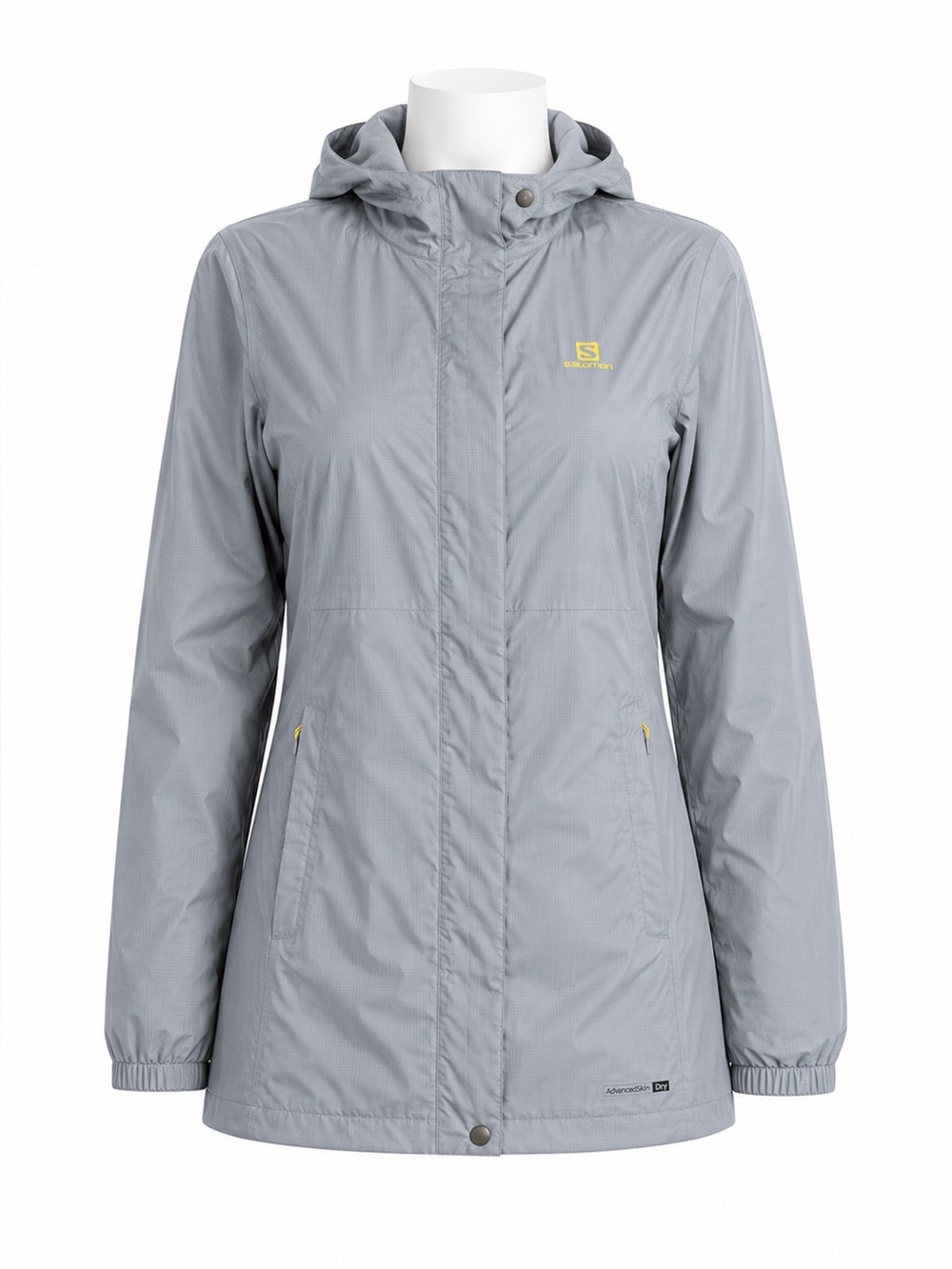 Size M Salomon Women’s AdvancedSkin Dry Hooded Waterproof Rain Jacket Grey Blue